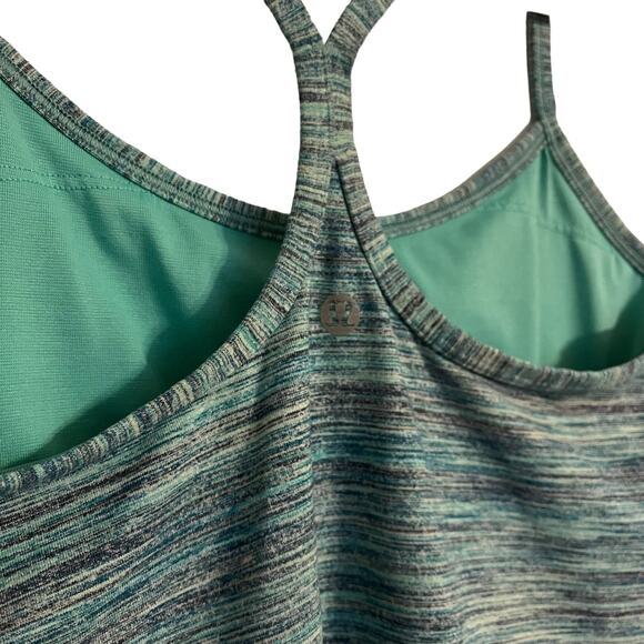 Lululemon Power Y Tank Top Space Dye Camo Alberta Lake Fresh Teal Size 8 - Picture 4 of 6